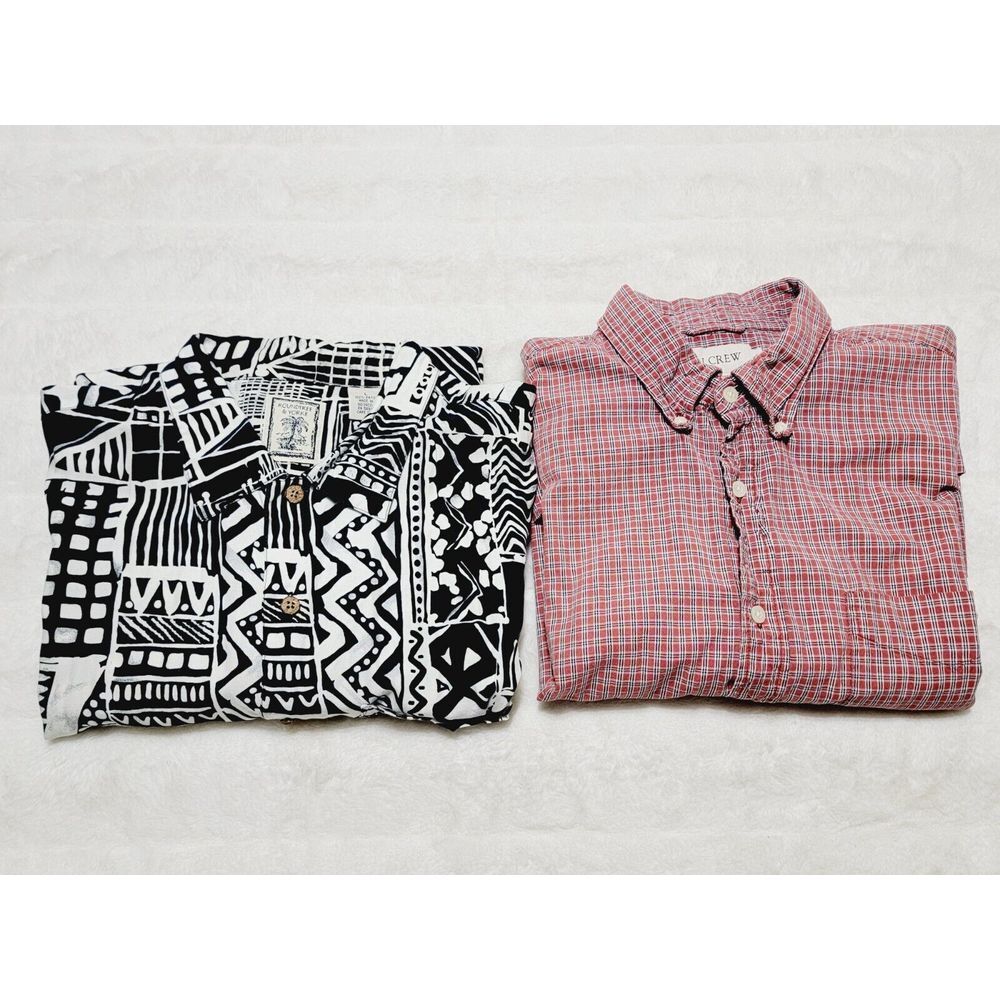 Roundtree & Yorke And J Crew Button Down Shirt  Men's L Short Sleeve Lot Of 2